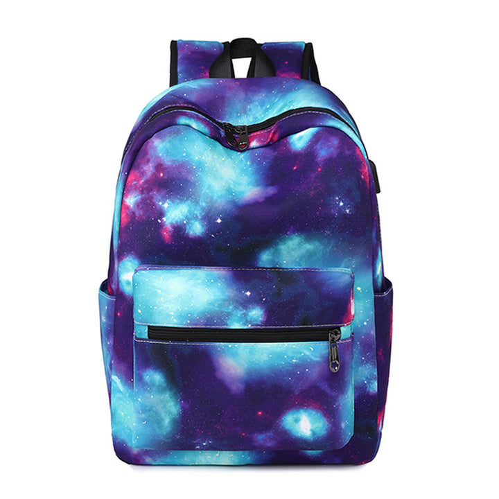 Casual Backpack Fashionable Printed USB Charging-Women's Bags-Zishirts