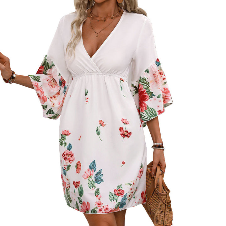 Women's Fashion Half Sleeve Printing Dress-Womens 2024 March-Zishirts