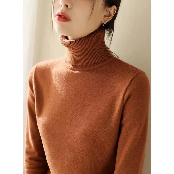 Women's Fashion Loose And Slimming Turtleneck Long Sleeve Knitted Bottoming Shirt Knitwear-Women's Outerwear 2023-Zishirts