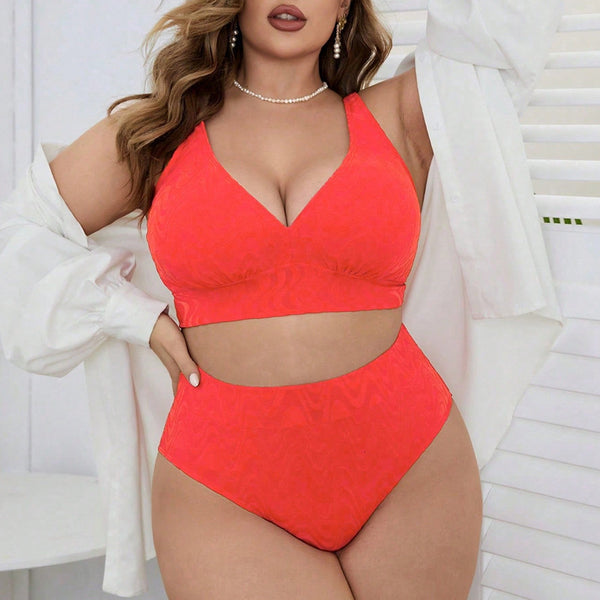 Women's Halter Strap Plus Size Split Bikini-0-Zishirts