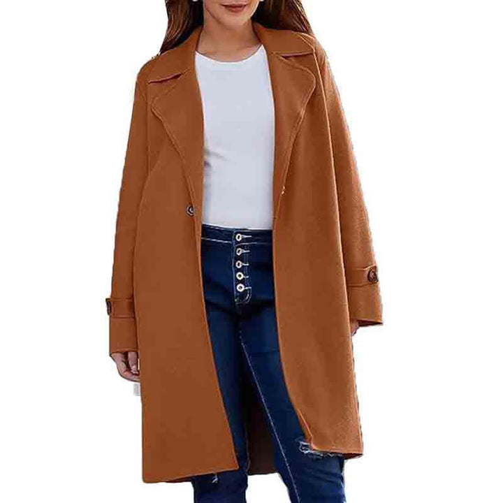 Long Sleeve Lapel Button Baggy Coat Women-Jackets-Zishirts