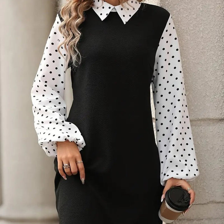 Women's Fashion Stitching Long Sleeve Dress-Lady Dresses-Zishirts