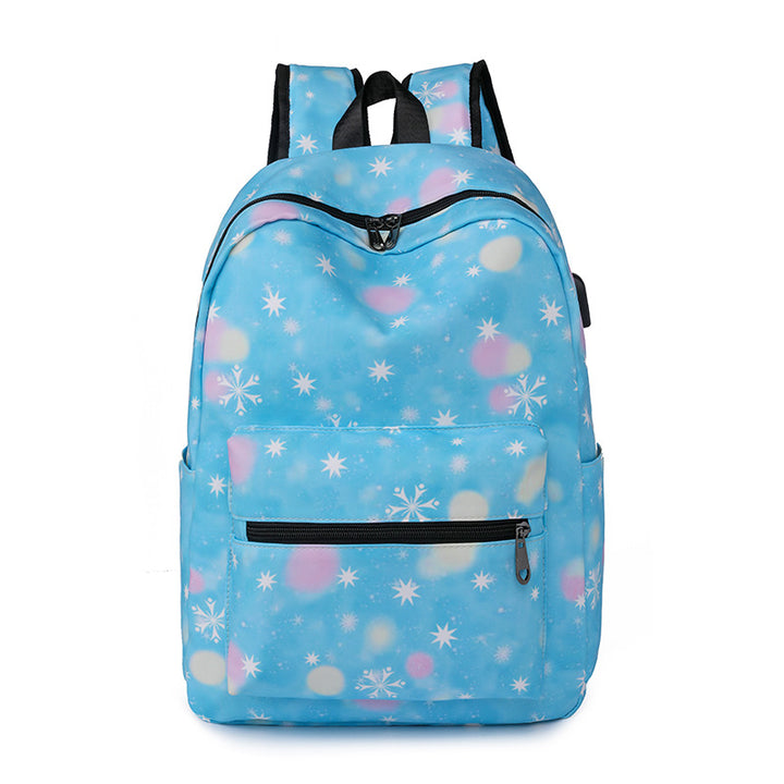 Casual Backpack Fashionable Printed USB Charging-Women's Bags-Zishirts