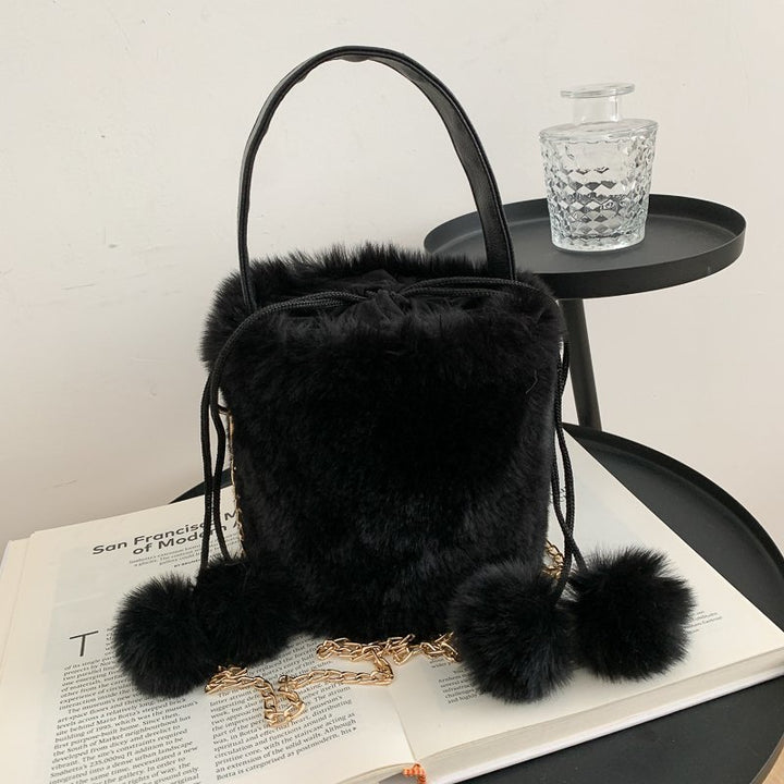 Women's Fashion Drawstring Anti-theft Fur Ball Shoulder Crossbody Bag-Women's Bags-Zishirts