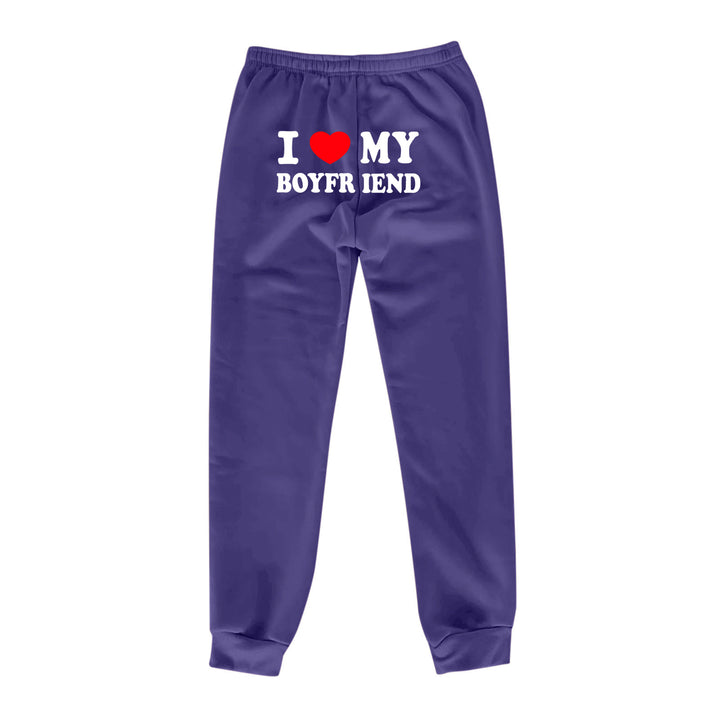 I Love MY BOYFRIEND Printed Trousers Casual Sweatpants Men And Women Sports Pants-Women's Outerwear 2023-Zishirts