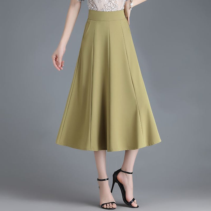 Mid-length Spring And Summer Thin Ice Silk Draping A- Line Small Umbrella Skirt For Women-Women's Outerwear 2023-Zishirts