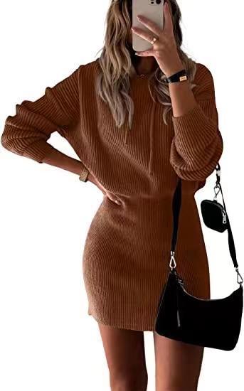 Women's Fashionable Elegant Knitted Hooded Dress-Sweaters-Zishirts