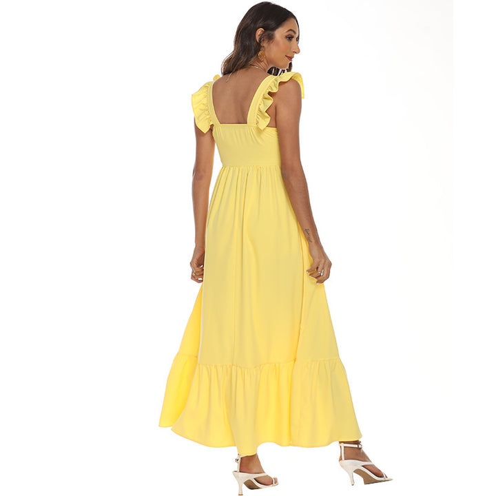 Summer Women's Bright Yellow Dress-Womens 2024 March-Zishirts