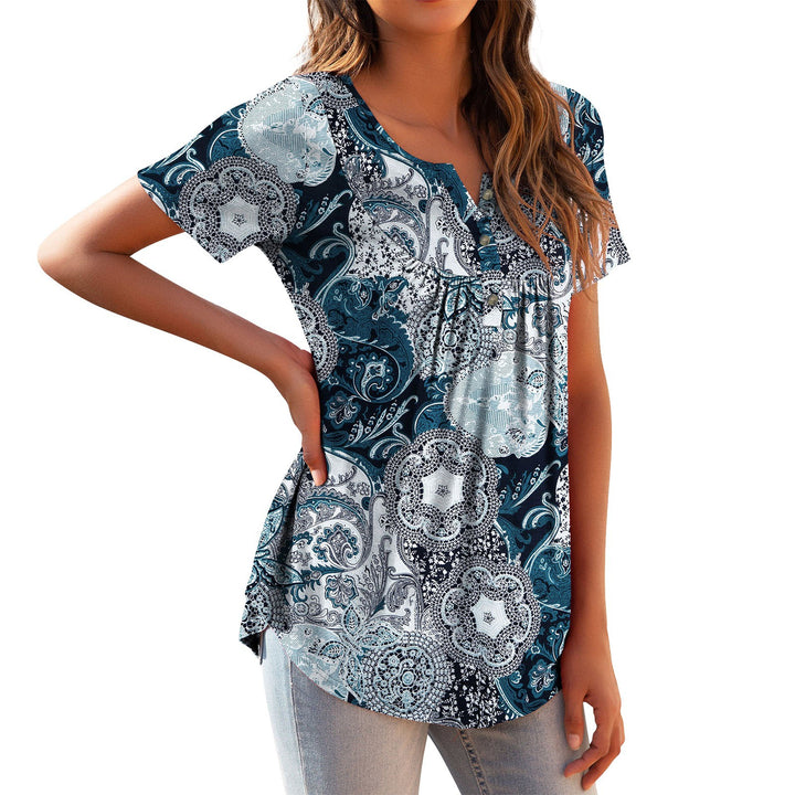 Loose All-match Button T-shirt Top-Womens 2024 March-Zishirts