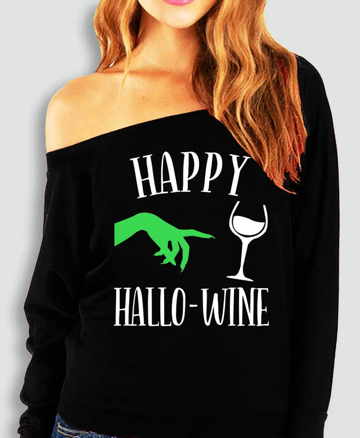 Halloween Printed Off-the-shoulder Off-neck European And American T-shirt-Blouses & Shirts-Zishirts