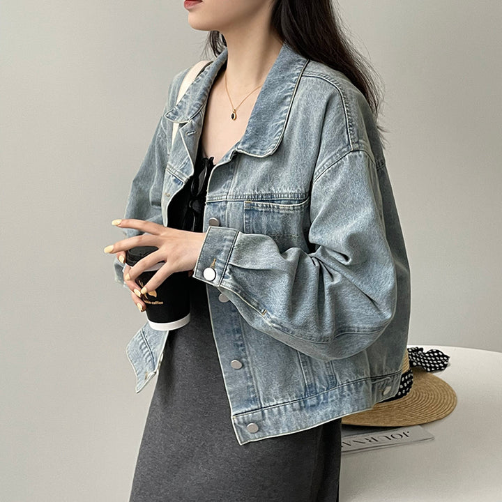 Everything Goes With A Loose-washed Blue Denim Jacket-Jackets-Zishirts