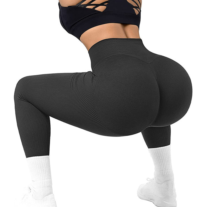 High Waist Seamless Leggings Threaded Knitted Fitness Pants Solid Women's Slimming Sports Yoga Pants Elastic Running Sport Leggings-Women's Outerwear 2023-Zishirts