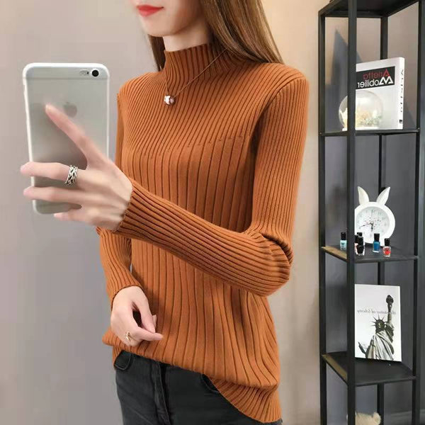 Half Turtleneck Slim Slimming Knitted Sweater-Sweaters-Zishirts