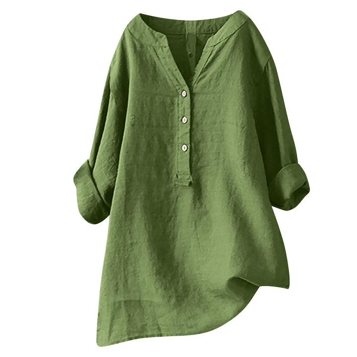 Loose Solid Color Cotton And Linen Top Shirt-Blouses & Shirts-Zishirts