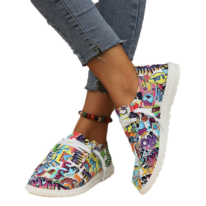 Women's Fashionable Simple Graffiti Ethnic Style Canvas Shoes-Womens Footwear-Zishirts