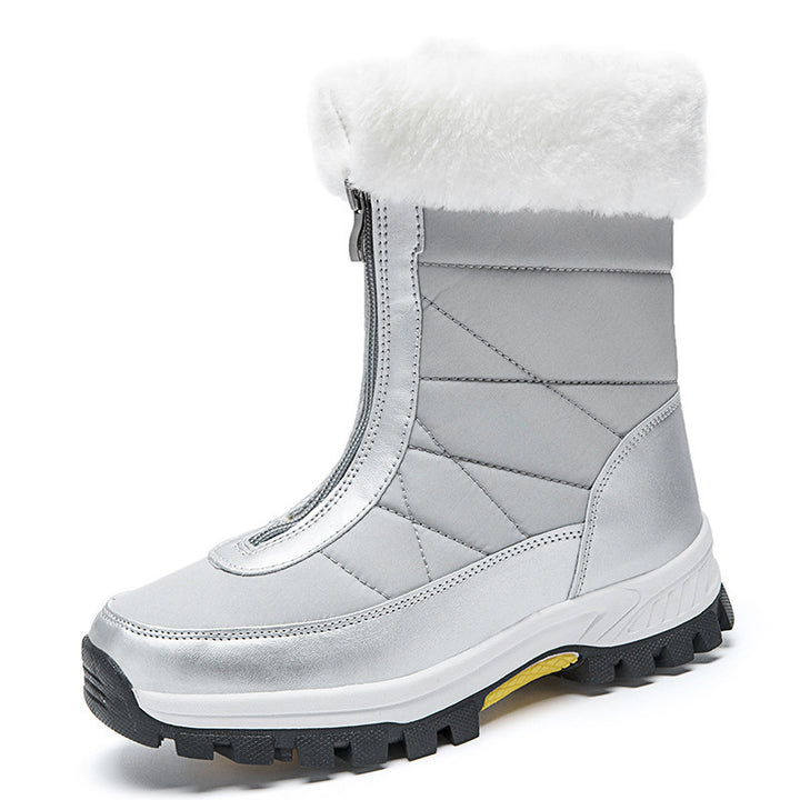 Waterproof Snow Boots Women's Mid-calf Front Zipper-0-Zishirts