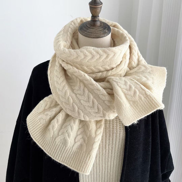 Korean Version Of Solid Color Knitted Wool Warm Scarf In Winter-Scarves & Wraps-Zishirts