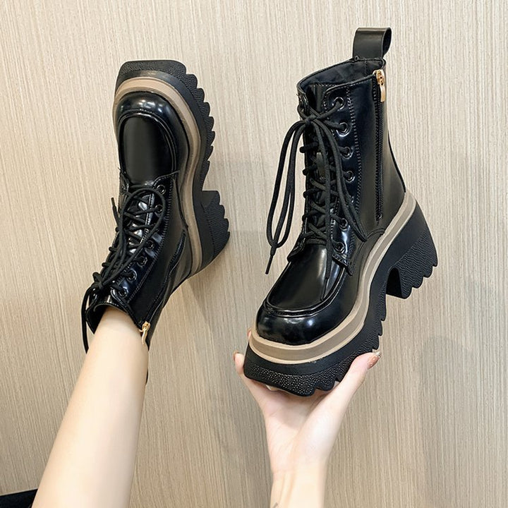 Women's Fashion Casual Soft Leather Platform Boots-Womens Footwear-Zishirts