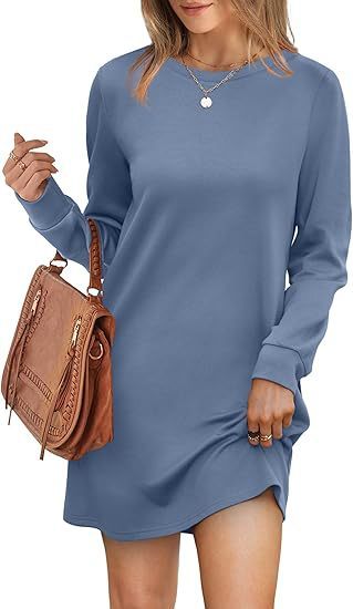 Back Fold Pocket Long Sleeve Sweater Dress-Lady Dresses-Zishirts