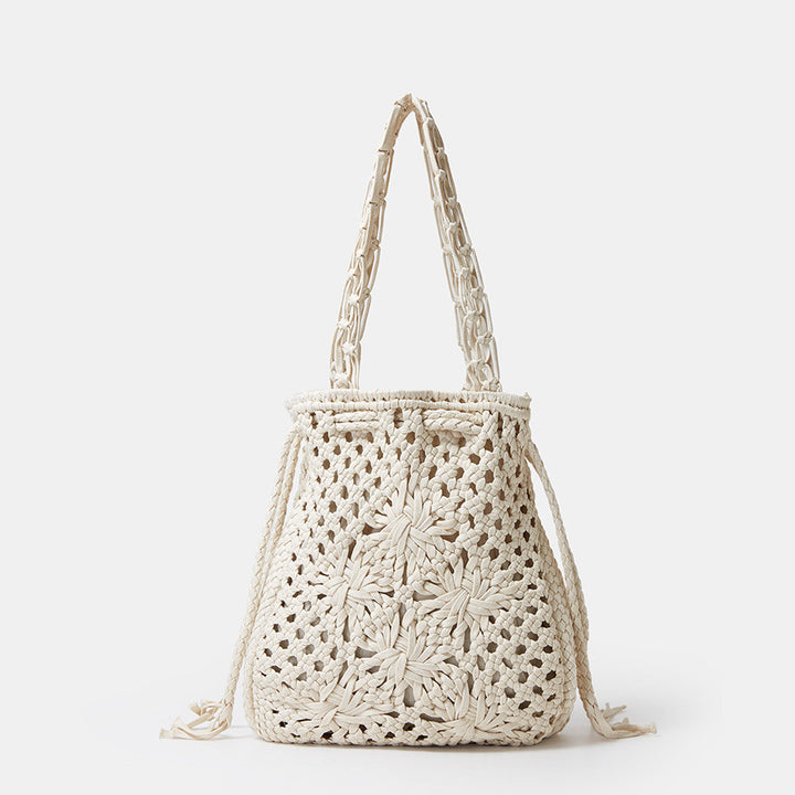 Ins Hand-woven Cotton Bucket Bag Fashion Simple-Women's Bags-Zishirts