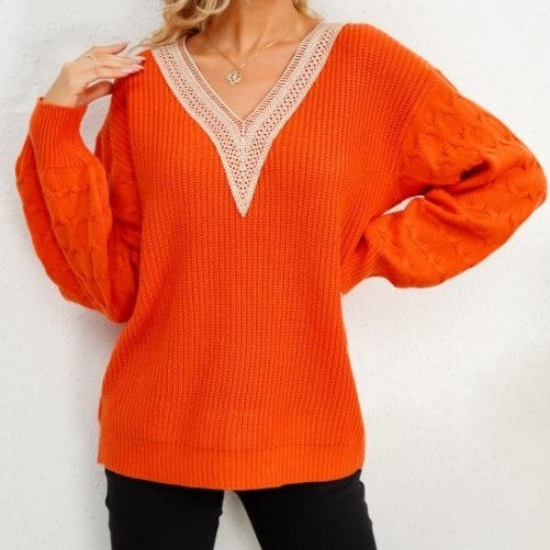 European And American Spring And Autumn V-neck Sweater-0-Zishirts