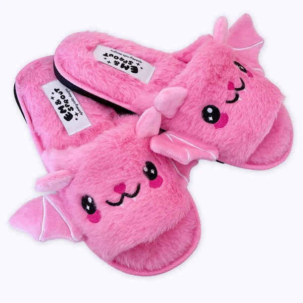 Halloween Shoes Cute Bat Slippers With Wings Winter Warm Home Slippers Women Men-Womens Footwear-Zishirts