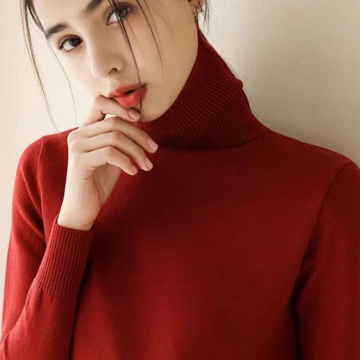 Women's Fashion Loose And Slimming Turtleneck Long Sleeve Knitted Bottoming Shirt Knitwear-Women's Outerwear 2023-Zishirts