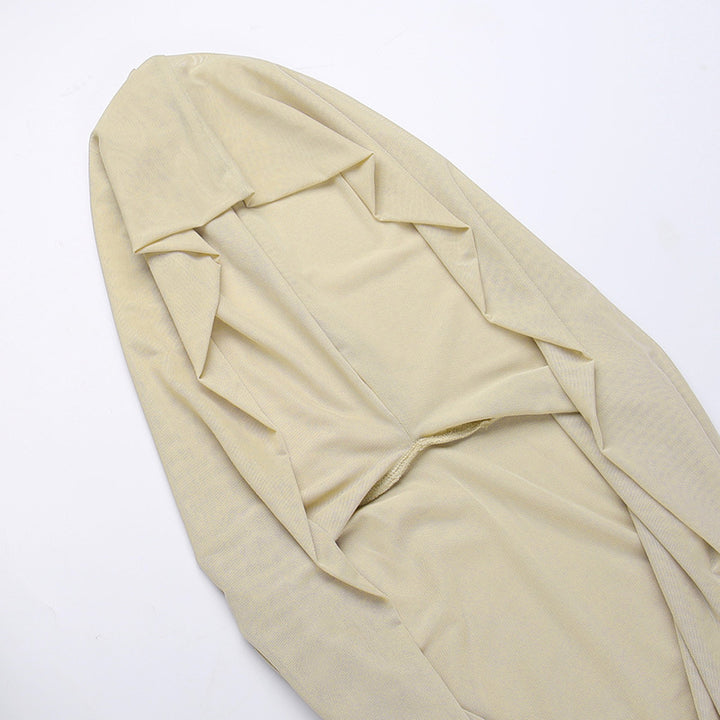 Dune Waste Soil Balaclava Design Solid Color Dress Retro Sexy Slim Fit Slit-Lady Dresses-Zishirts
