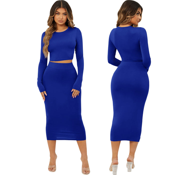 Fashion Solid Color Tight Two Piece Set-Suits & Sets-Zishirts