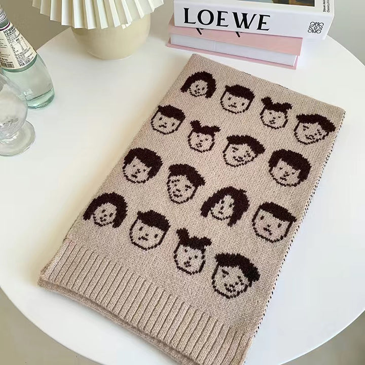 Fashionable Cartoon Head Scarf For Women In Winter-Scarves & Wraps-Zishirts