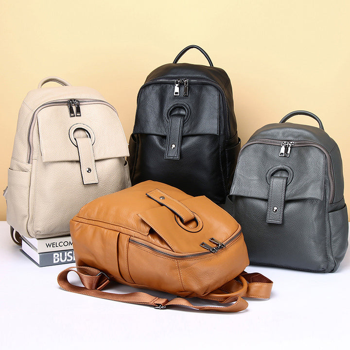 Women's Genuine Leather Fashion Large Capacity Shoulder Backpack-Women's Bags-Zishirts