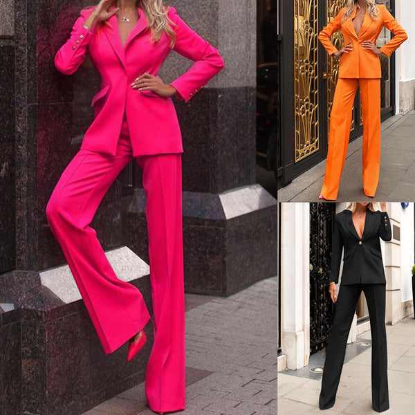 Women's Fashionable Casual Suit Straight-leg Pants Suit-Suits & Sets-Zishirts