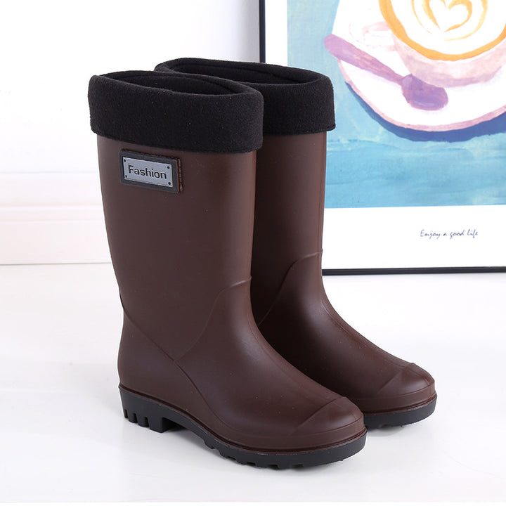 Thickened Detachable Cotton Water Boots For Warmth And Rain Boots-Womens Footwear-Zishirts