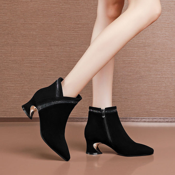 Women's Fashion All-matching Suede Matte High Heel Boots-Womens Footwear-Zishirts