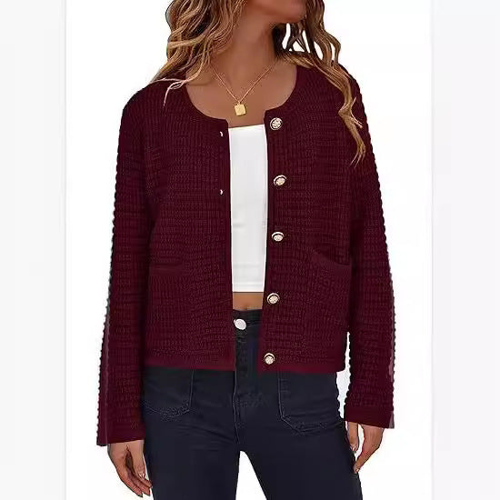 Women's Knitted Button Cardigan Top-Jackets-Zishirts