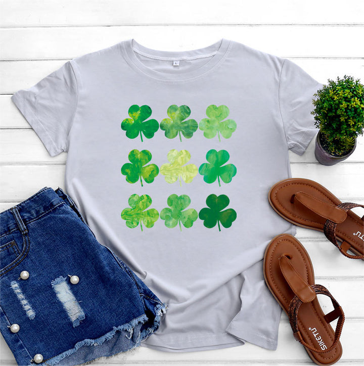 St Patrick's Day Cotton Women's Short Sleeve-Blouses & Shirts-Zishirts