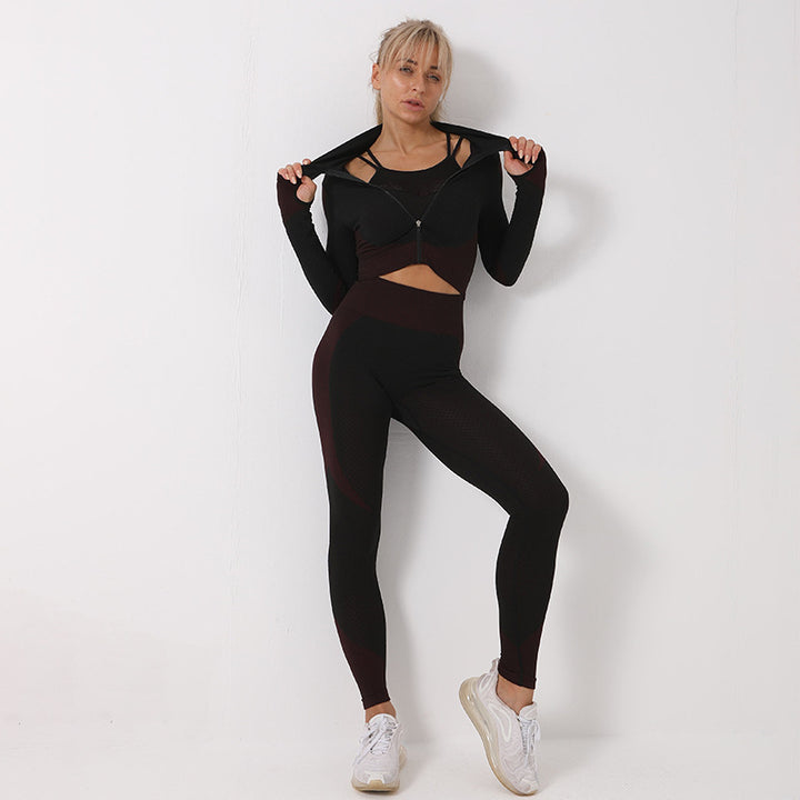 3PCS Yoga Set Seamless Sport Set Women Gym Clothing Leggings Women Crop Top Sports Bra Women Fitness Gym Set Womens Outfits Tracksuit-Womens 2024 March-Zishirts