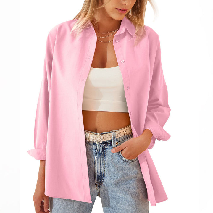 Women's Shirt Jacket Long Sleeve Blouse Button Down Tops Candy Color Shirt-Jackets-Zishirts