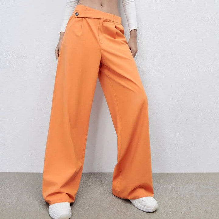 Women's Fashion Wide-leg Asymmetric Wide High Waist Pants-Suits & Sets-Zishirts