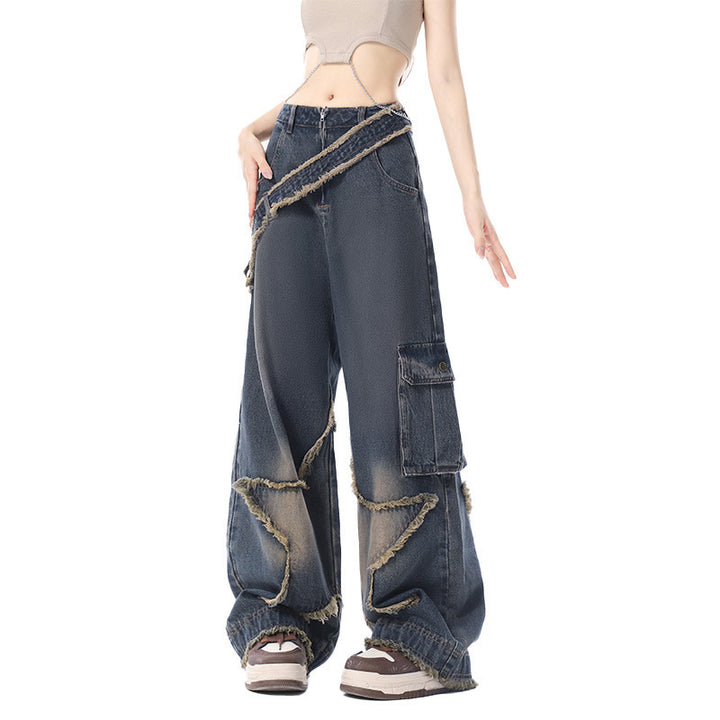 Plump Girls Slimming Retro Small Straight Wide-leg Pants-Woman Jeans-Zishirts