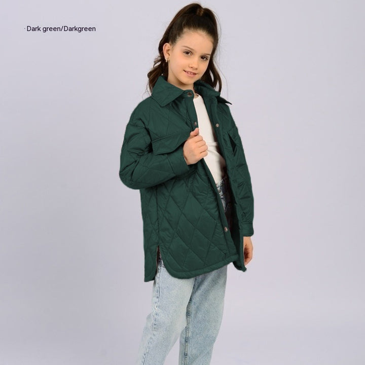 Workwear Loose Rhombus Cotton Clothing Cotton Coat Daughter-Jackets-Zishirts