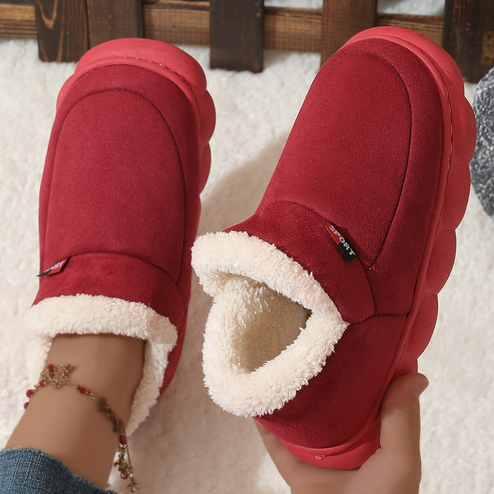 Winter Plush Cotton Shoes Women Men Warm Suede House Shoes For Parents Solid Color Thick-soled Garden Shoes Outdoor-Womens Footwear-Zishirts