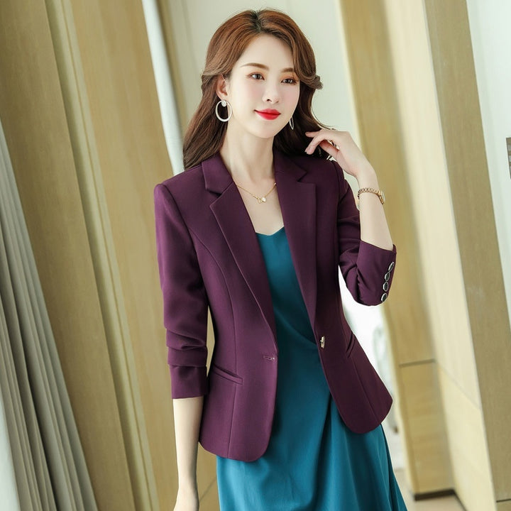 Korean Style Casual Slim Fit Waist-tight Spring And Autumn Black Small Business Suit-Womens 2024 March-Zishirts