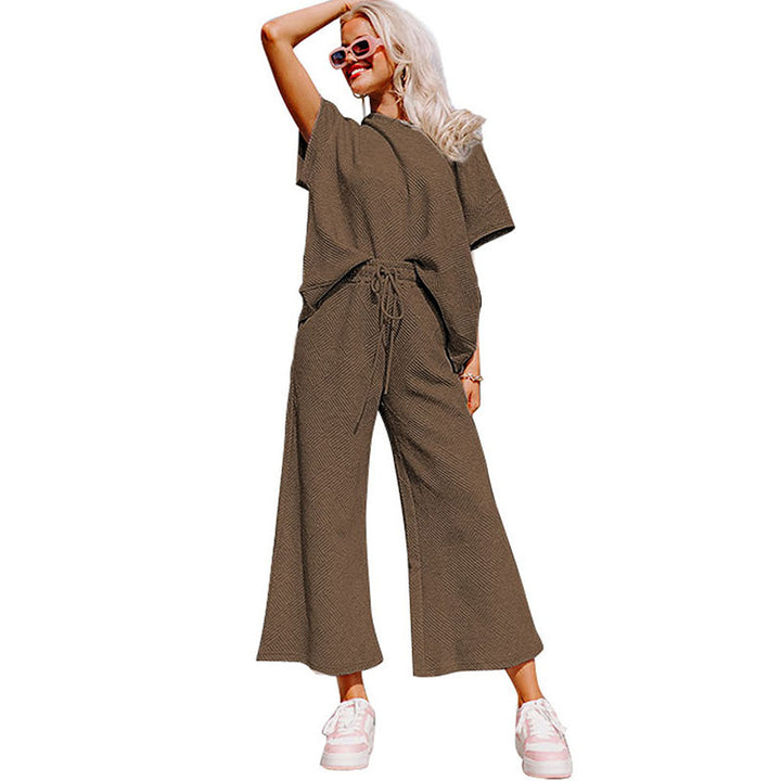 Summer New Color Casual Suit Female European And American All-matching Thread Drawstring Sportswear Female-Suits & Sets-Zishirts