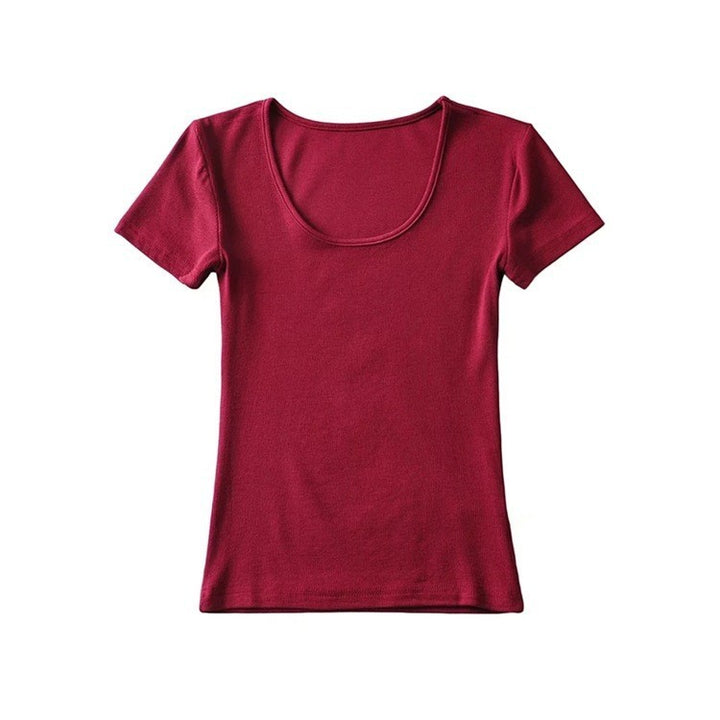 Women's Solid Color Round Neck Pullover Short Sleeve T-shirt-Womens 2024 March-Zishirts