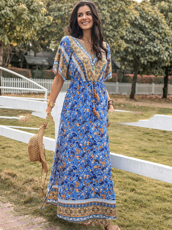 Bohemian Style Printed Long Dress-Lady Dresses-Zishirts