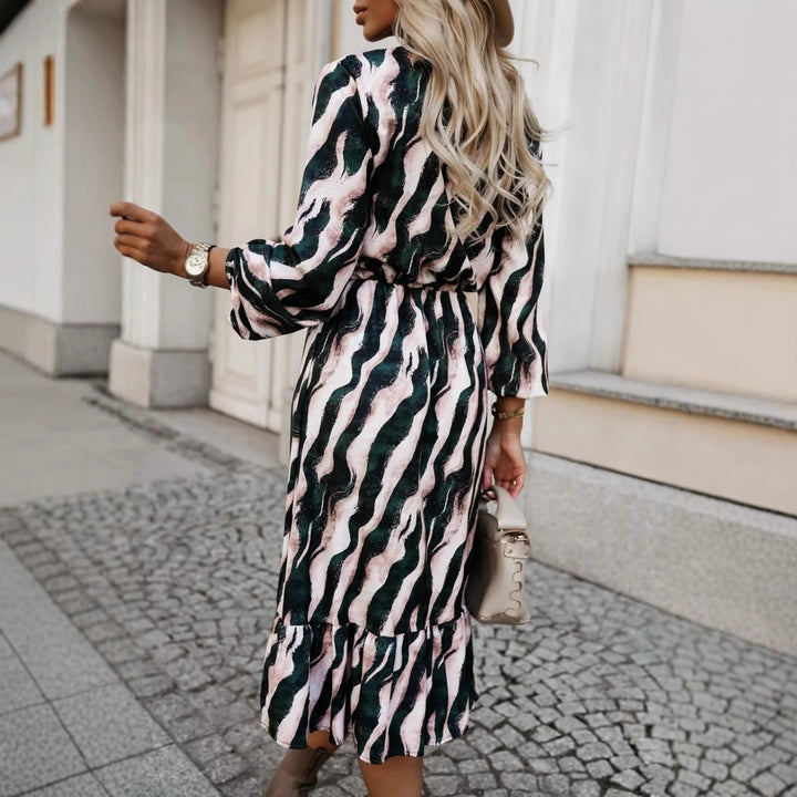 Women's Fashion Bowknot Zebra Print Long Sleeve Dress-Lady Dresses-Zishirts