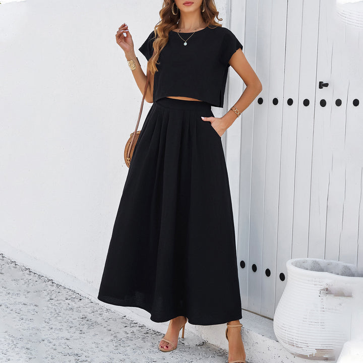 Women's Minimalist Casual Sleeveless Top And Long Skirt Set-0-Zishirts