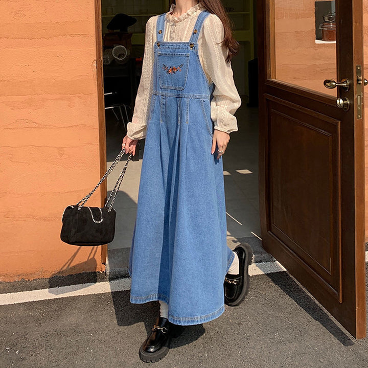 Women's Denim Suspender Skirt Retro Waist-controlled Loose-Womens 2024 March-Zishirts