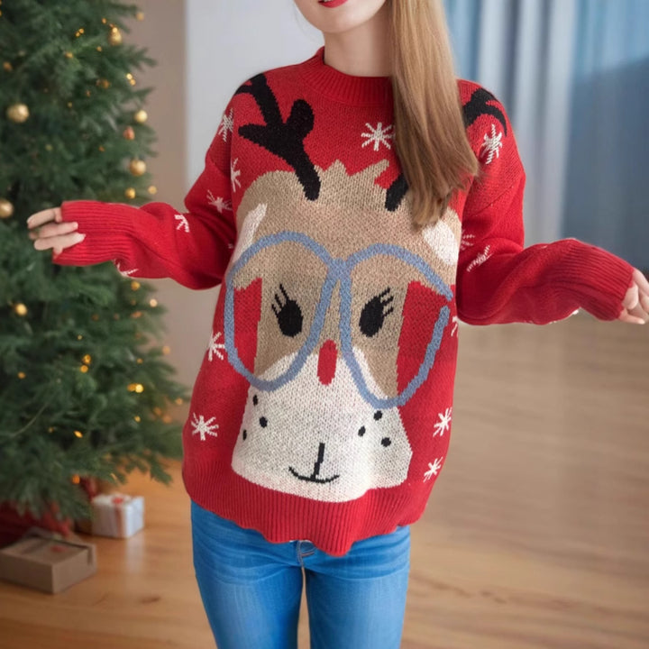 Christmas Sweater Women's Stitching Cartoon Casual Pullover-Sweaters-Zishirts